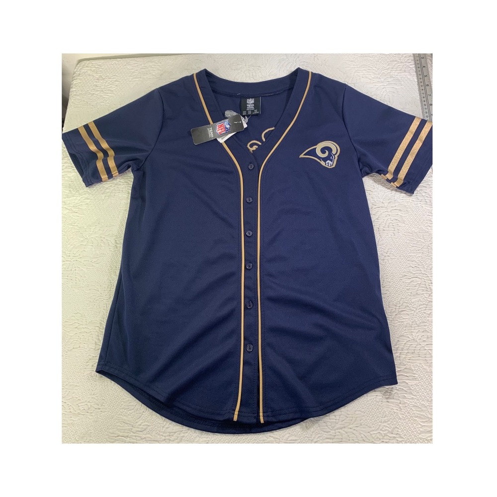 NFL Los Angeles Rams Football Forever 21 Baseball Jersey Blue Gold Medium NWT